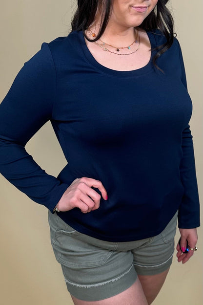 Long Sleeve Scoop Neck Knit Top MISSY BASIC KNIT LIVERPOOL 
