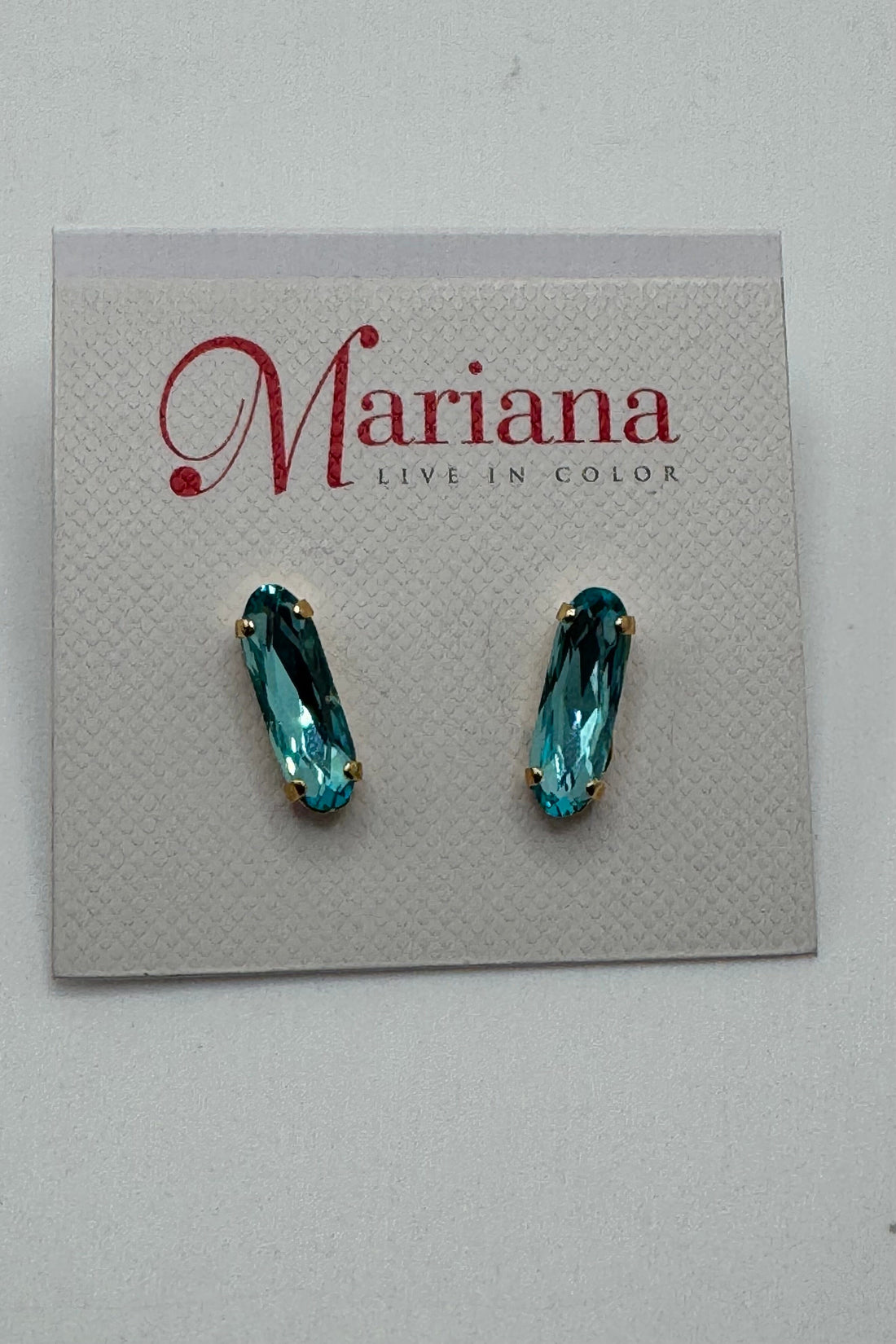 Long Oval Single Post Earring in &quot;Aquamarine&quot; BETTERBRANDJEWELRY Mariana 