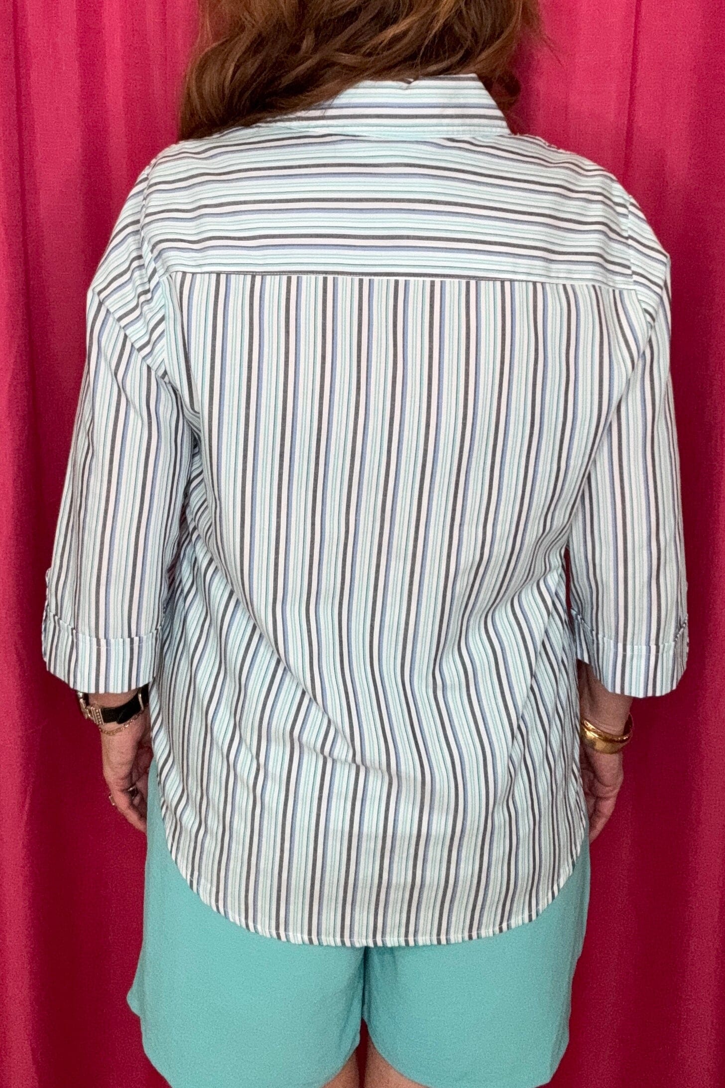 Striped 3/4 Sleeve Button Down MISSY TOP SPECIAL SOUTHERN LADY 