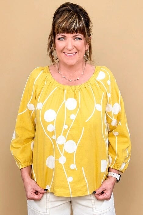 3/4 Slv Embroidered Woven Top MISSY TOP SPECIAL LIVERPOOL 