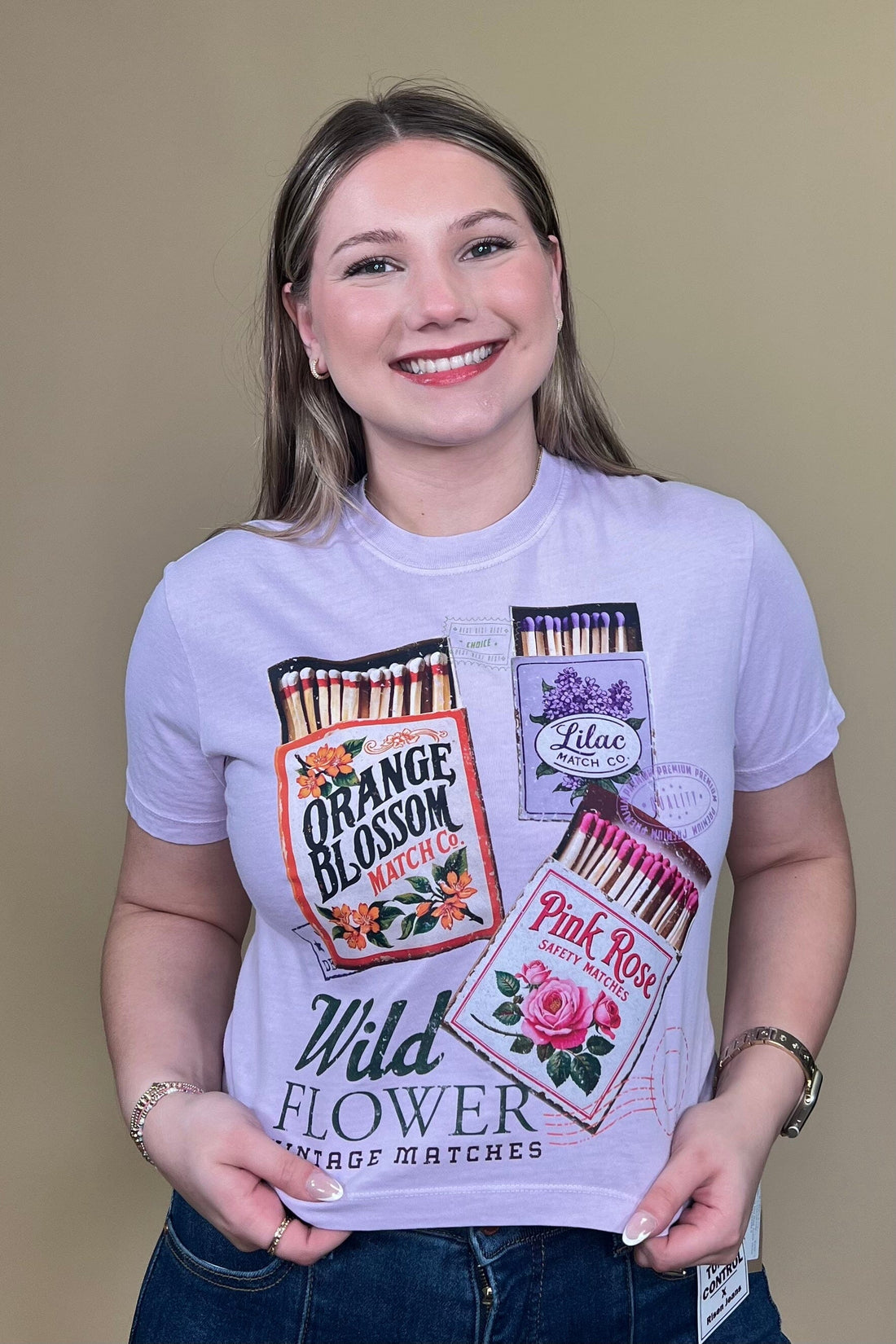 Lilac Wildflower Match Co. Cropped Tee MISSY BASIC KNIT SUGAR STITCH