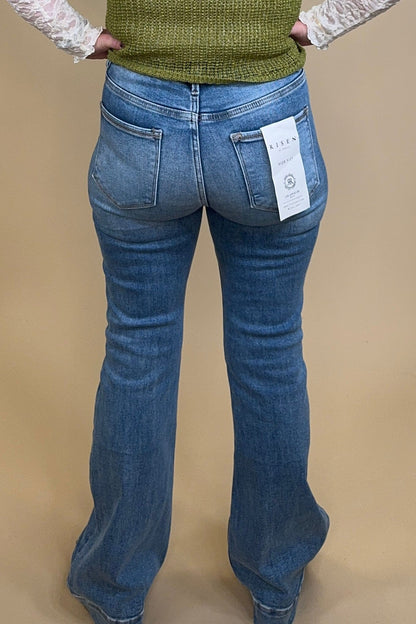 Tummy Control Comfort Waist High Rise Flare Jeans JEANS RISEN 