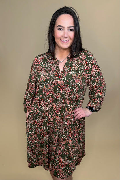 Printed Dress w/V-Neck DRESS DEAR SCARLETT 