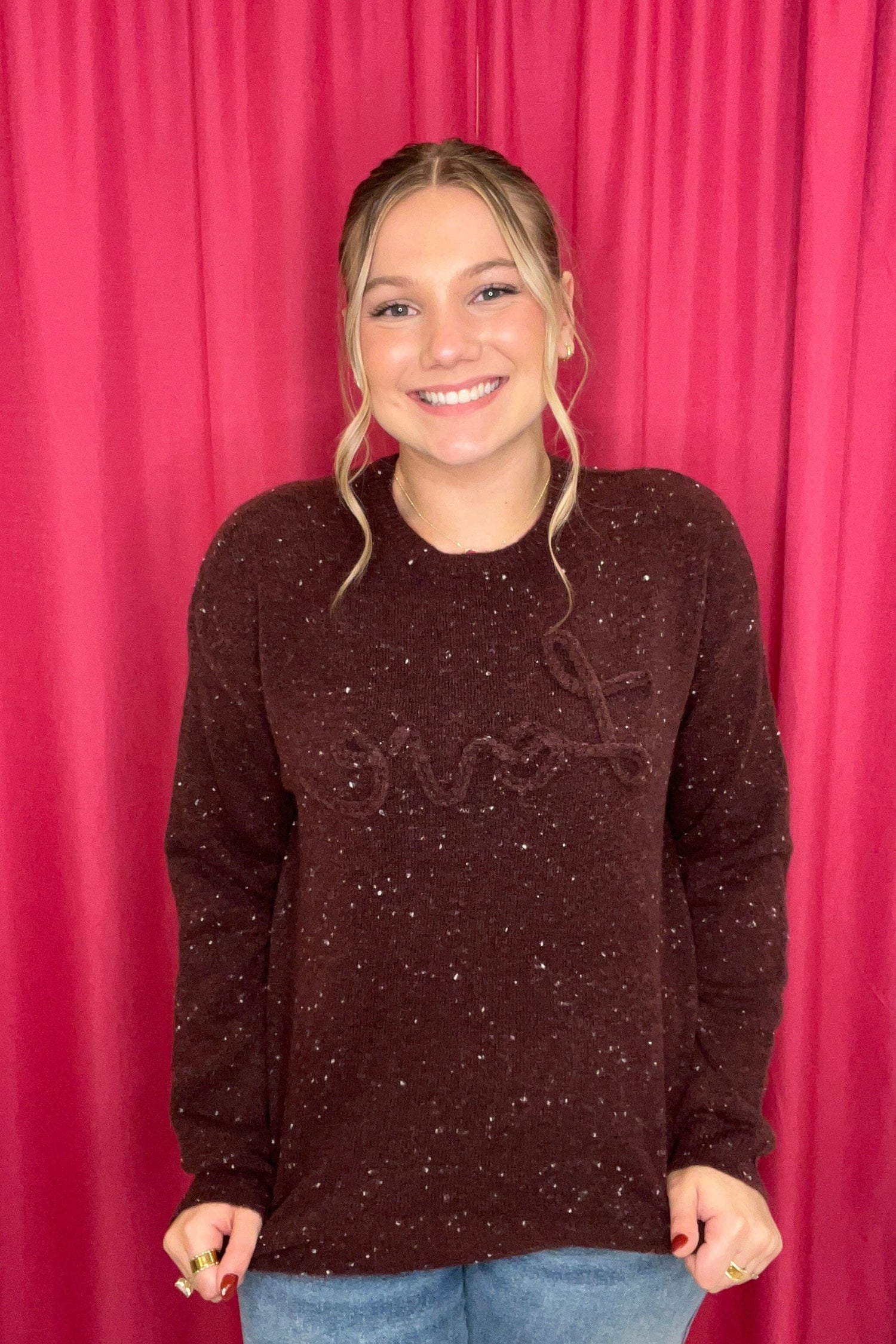 Crew Neck Braided Love Sweater MISSY TOP SPECIAL CHARLIEB 