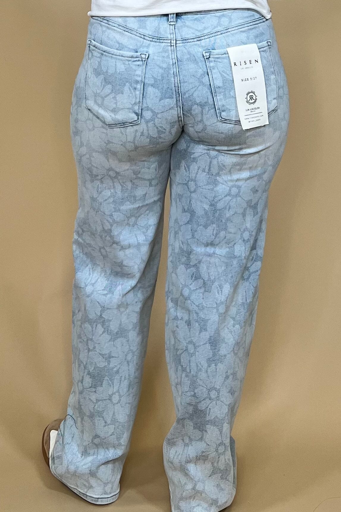 High Rise Wide Baggy Floral Print Jeans BOTTOMS RISEN 