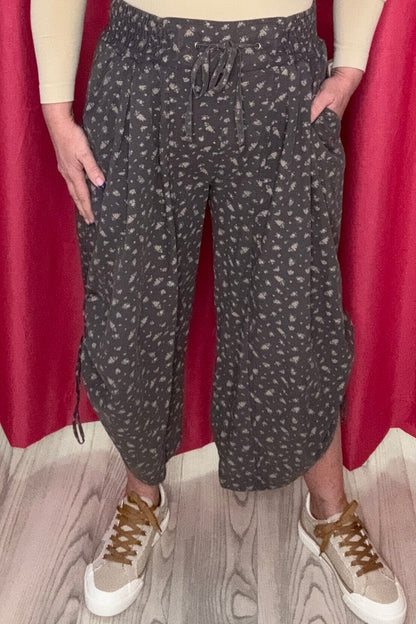 Floral Printed Twill Pant w/ Side Ties BOTTOMS EASEL 