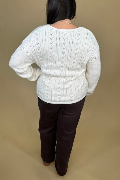 Long Sleeve V Neck Drop Shoulder Sweater SWEATER LIVERPOOL 
