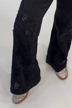 Audrey Mid Rise Overlayed Denim Palazzo BOTTOMS:~~Unassigned~~ TRIBAL 