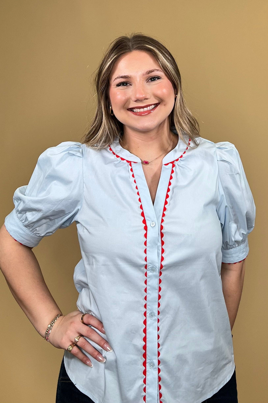 Elaine Top w/Red Rick Rack JR TOP DRESSY MARYSQUARE 