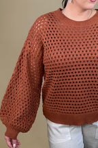 Round Neck Open Weave Top JRTOP CASUAL TOP:~~Unassigned~~ UMGEE 