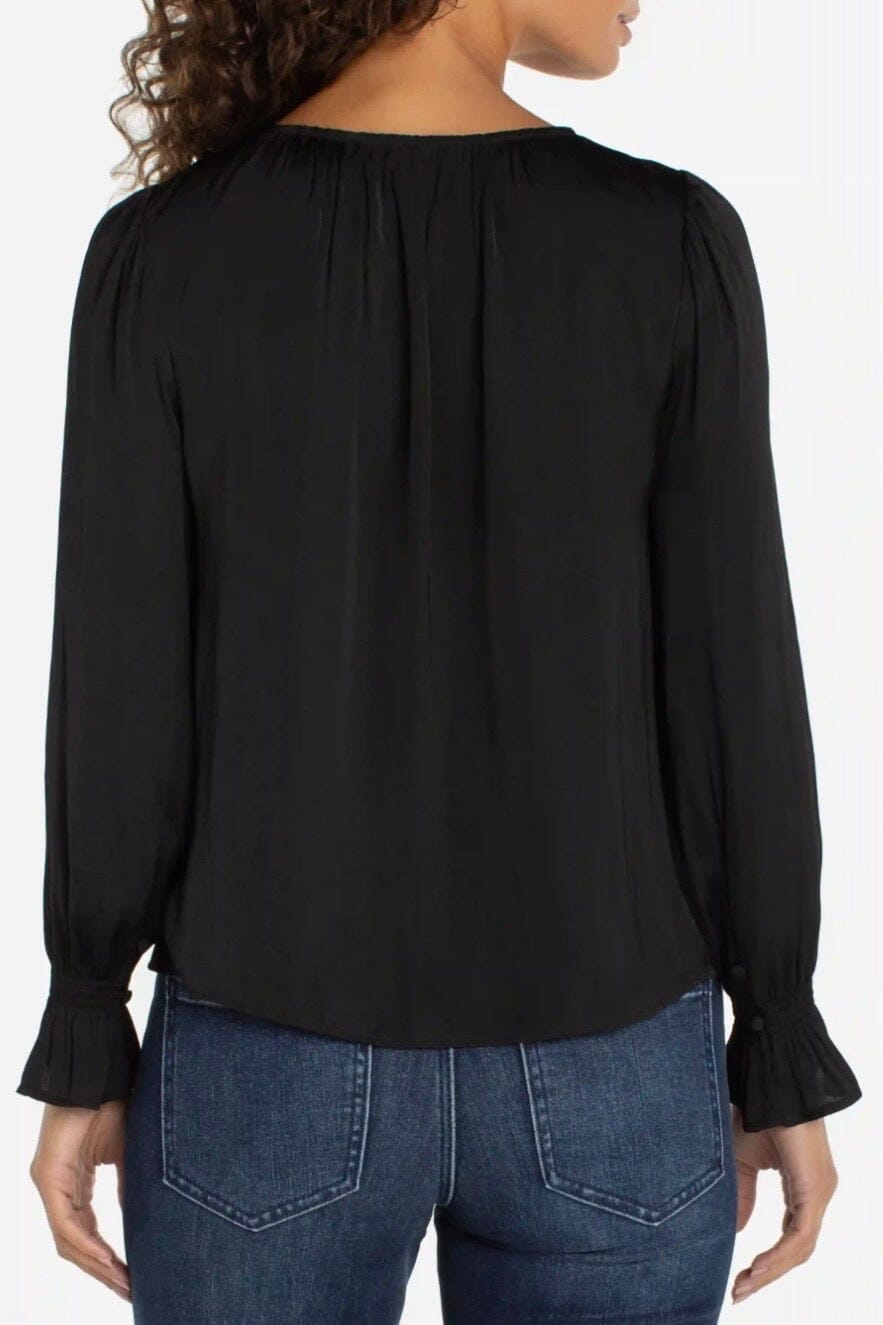 Long Sleeve Button Front Woven Top w/Smocking MISSY TOP SPECIAL LIVERPOOL 