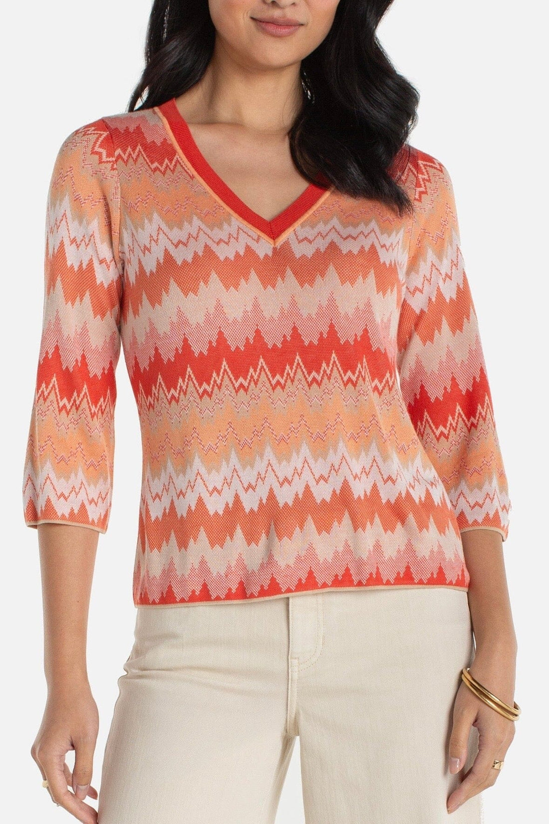 3/4 Sleeve V-Neck Sweater SWEATER LIVERPOOL