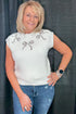 Round Neck Sequin Bow Knit Sweater Vest JR TOP DRESSY SHE&SKY 