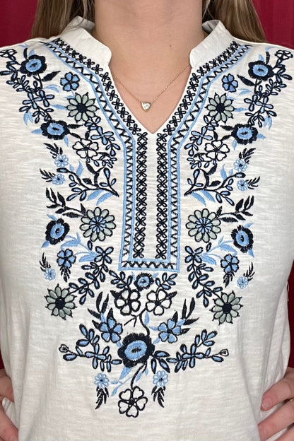 3/4 Sleeve V-Neck w/Embroidery MISSY TOP SPECIAL PARSLEY &amp; SAGE 