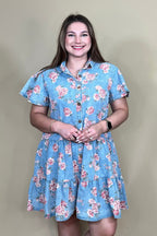 Floral Print Denim Dress DRESS:~~Unassigned~~ SOUTHERN GRACE 