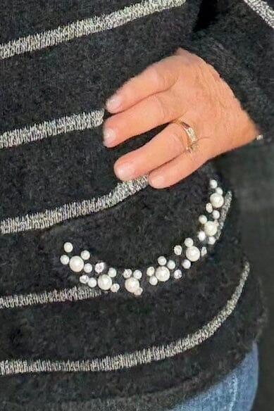 Long Sleeve Cardigan w/Pearls &amp; Rhinestones OUTFIT COMPLETER CREATION 