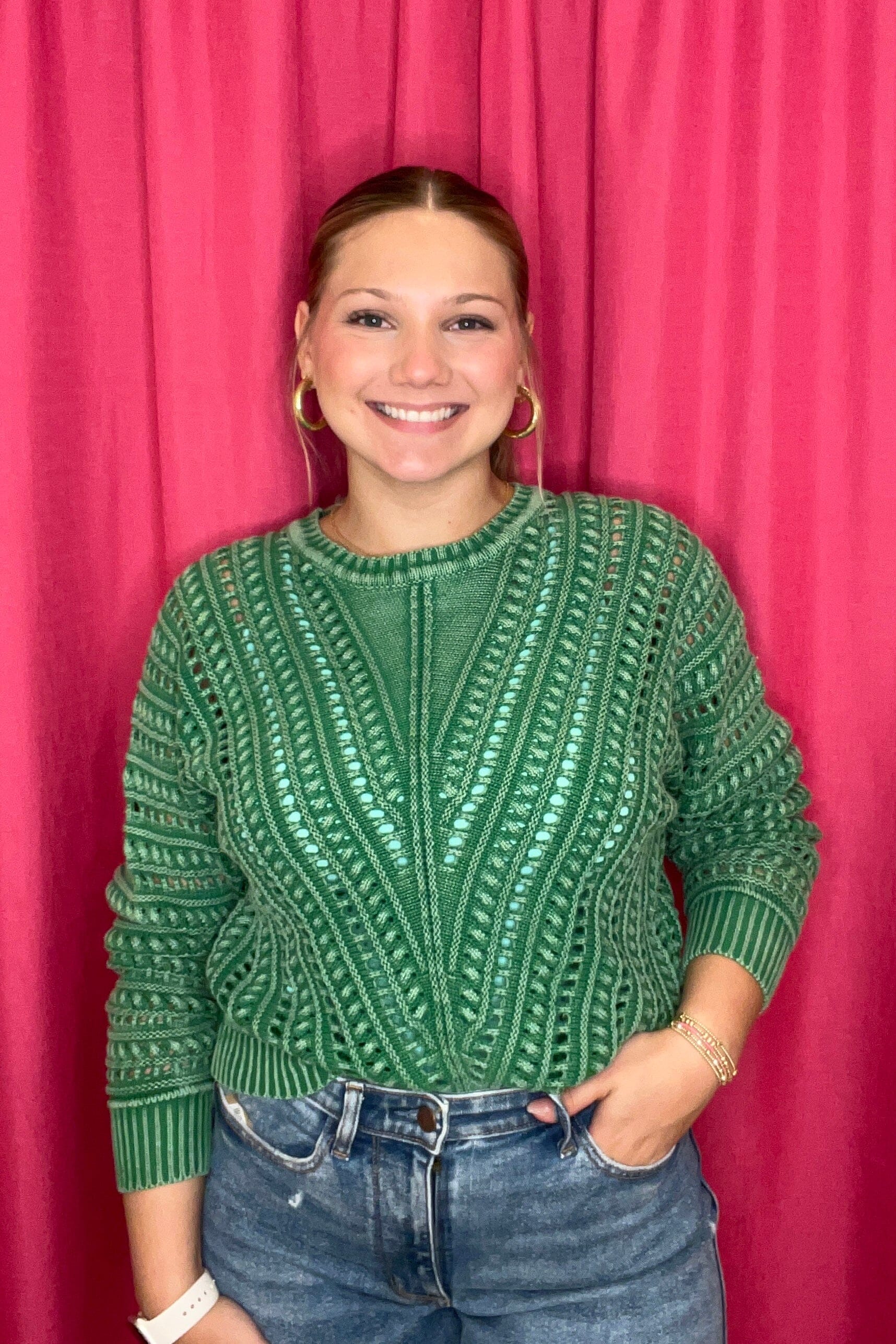 Crew Neck Sweater w/Special Wash MISSY TOP SPECIAL TRIBAL FIELDGREEN XS 