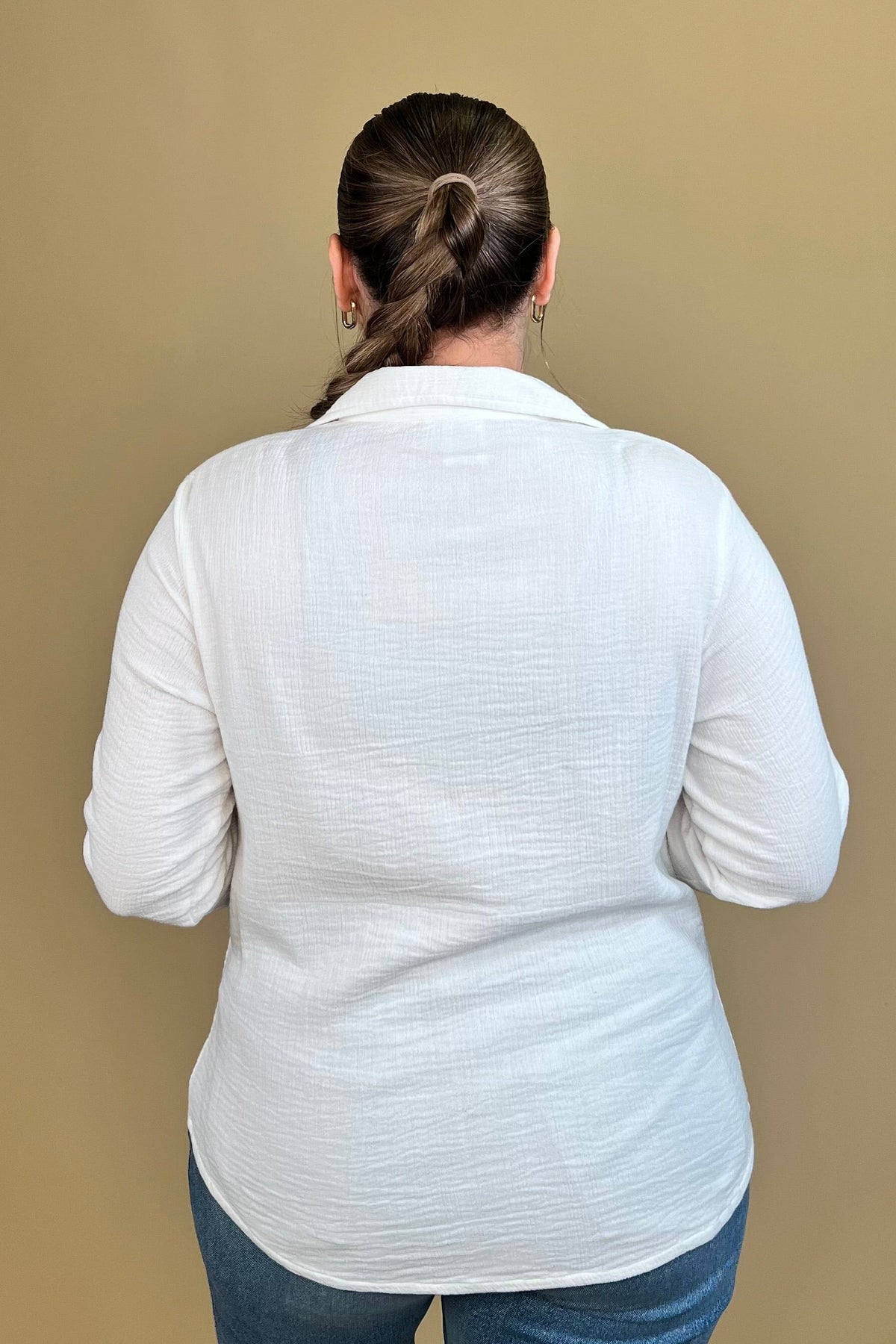 Long Sleeve Gauze Button Down w/Collar MISSY TOP SPECIAL PARSLEY &amp; SAGE 