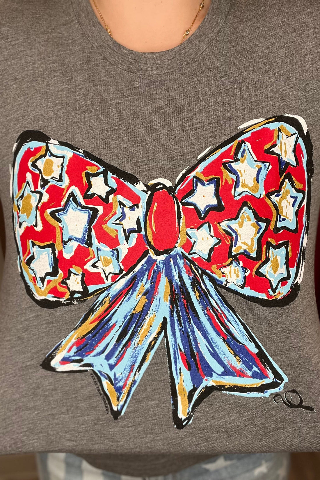 Patriotic Bow T-Shirt MISSY BASIC KNIT K Lane&