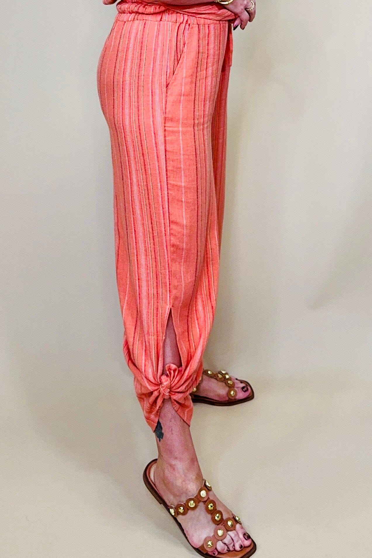 Wear 2 Ways Wide Leg Pant w/Slit BOTTOMS TRIBAL 