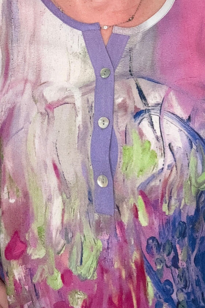 Printed 3/4 Sleeve w/Buttons MISSY TOP SPECIAL PARSLEY &amp; SAGE 