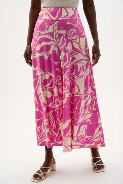 Silky Knit Floral Print Culotte Pants