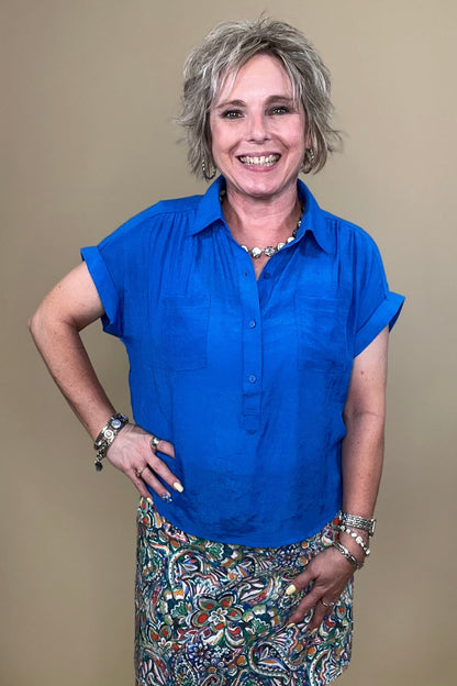 Short Sleeve Top w/Collar &amp; Pockets MISSY TOP SPECIAL ZAC &amp; RACHEL 