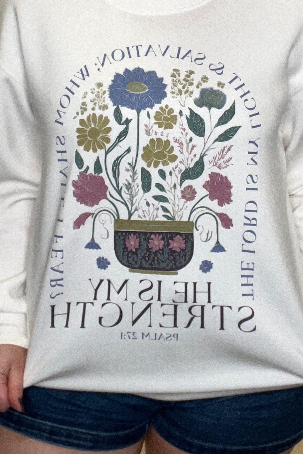 Scuba Printed Top w/ He Is My Strength JRTOP CASUAL TOP YELETE 