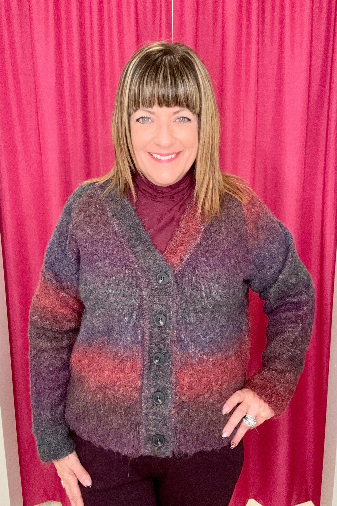 Long Sleeve Raglan Button Front Cardigan OUTFIT COMPLETER LIVERPOOL 