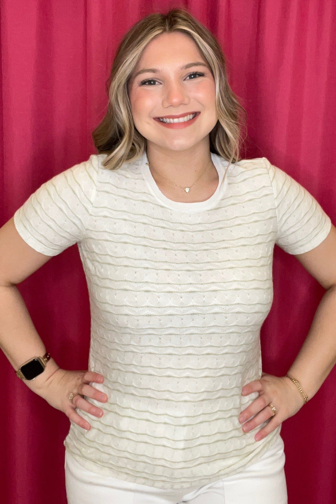 Short Sleeve Crew Neck Knit Tee w/Rib Trim MISSY BASIC KNIT LIVERPOOL