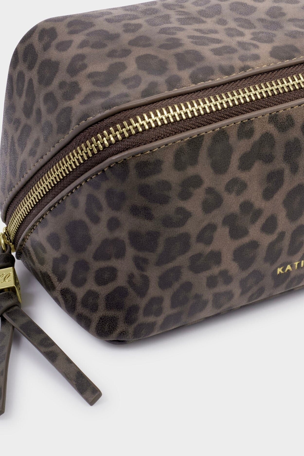Leopard Fold Out Mirror Make Up Bag HANDBAGS KATIE LOXTON 