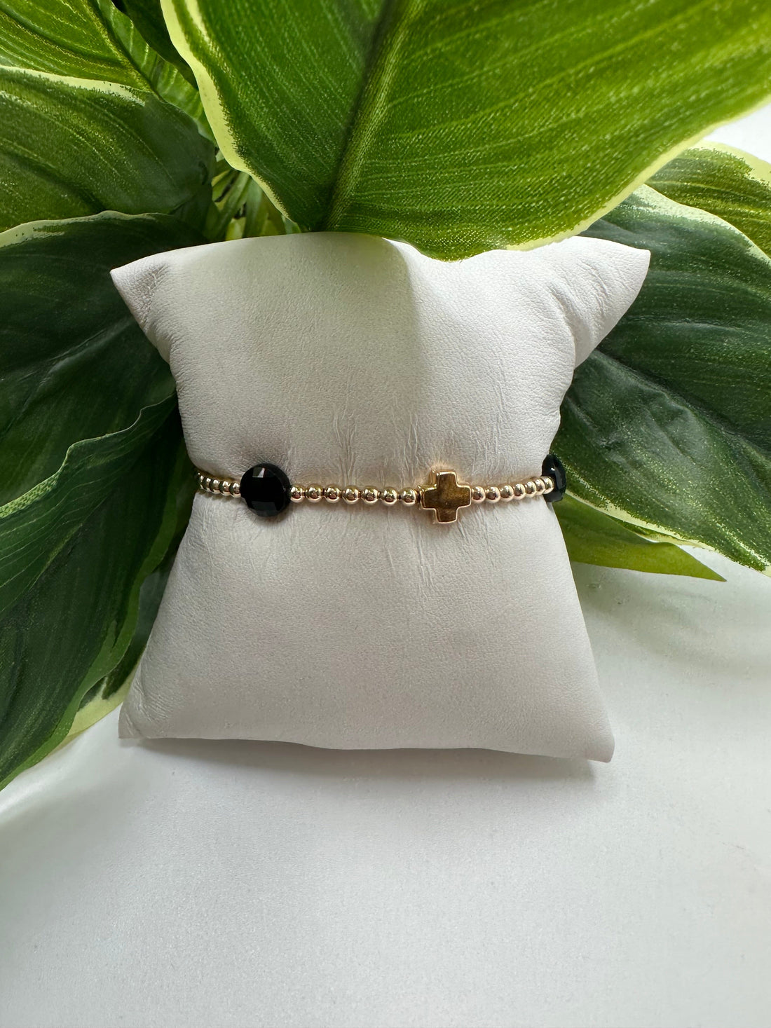 Enewton Signature Cross Admire Gold Pattern 3mm Bead Bracelet- Faceted Onyx JEWELRY ENEWTON 