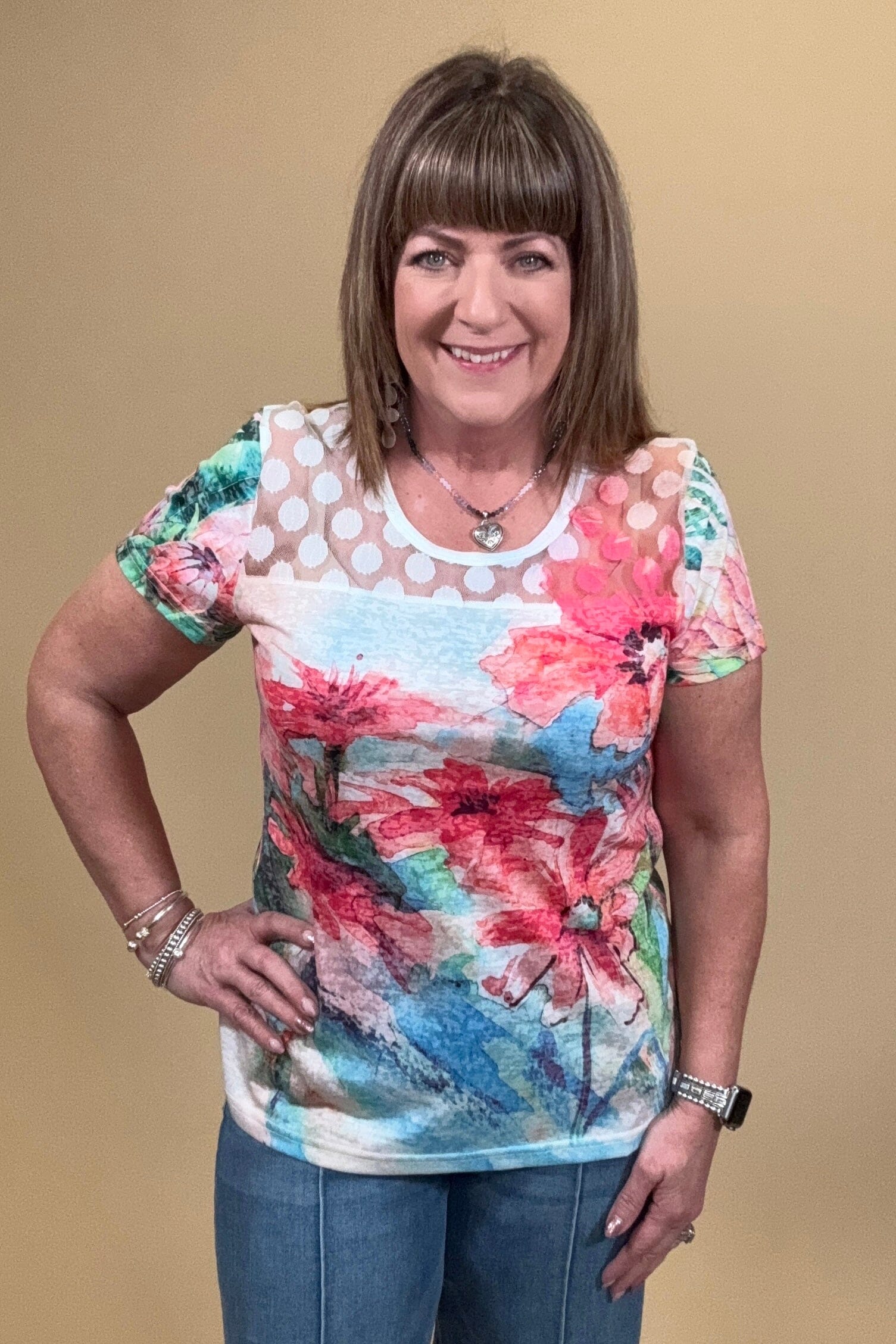 Short Sleeve Floral Printed Top MISSY TOP SPECIAL CREATION 