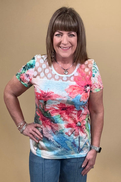 Short Sleeve Floral Printed Top MISSY TOP SPECIAL CREATION 