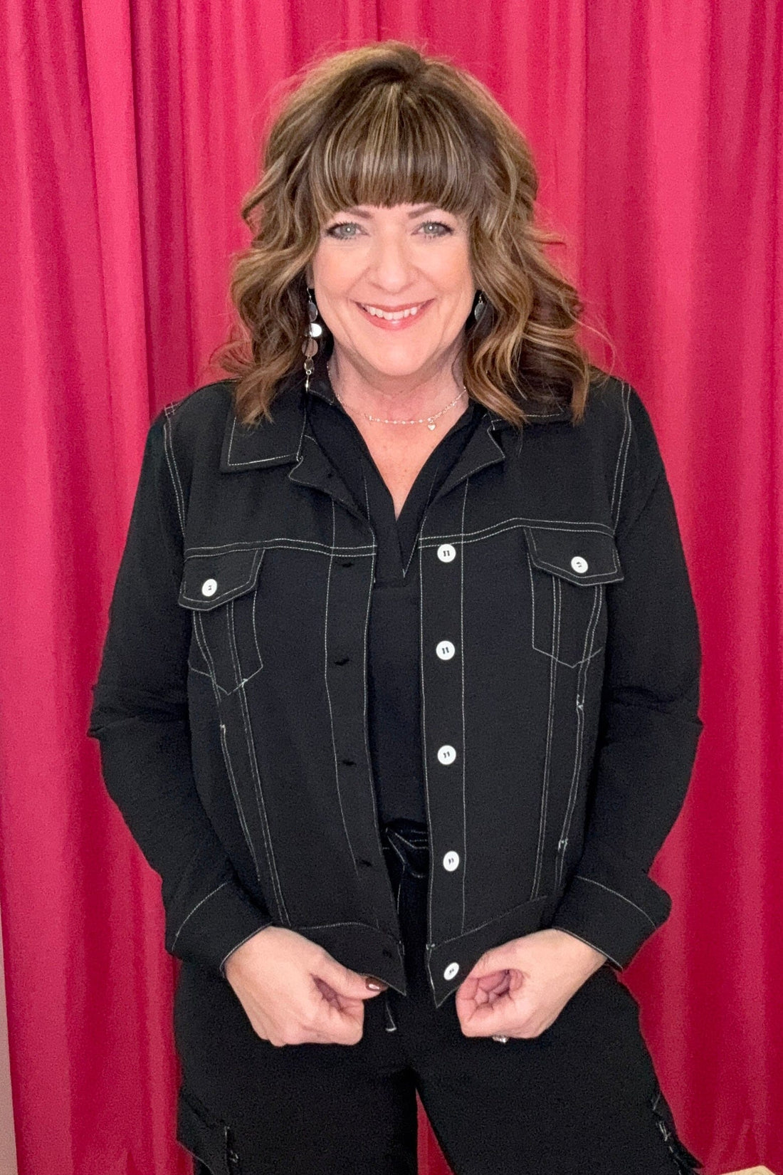 Button Down Jacket w/Pockets OUTFIT COMPLETER KEREN HART