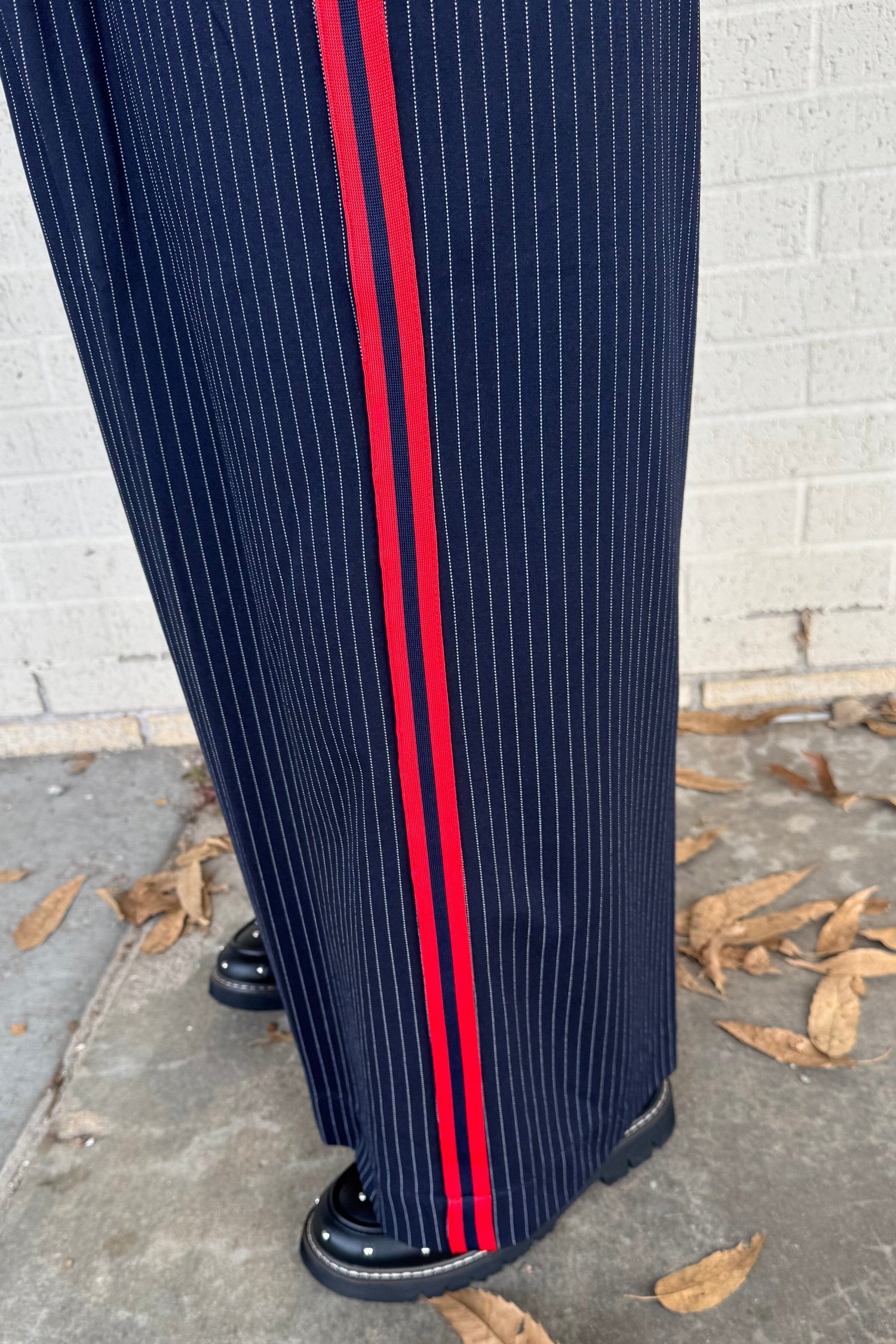 Wide Leg Pleated Trouser w/Side Stripes BOTTOMS LIVERPOOL 