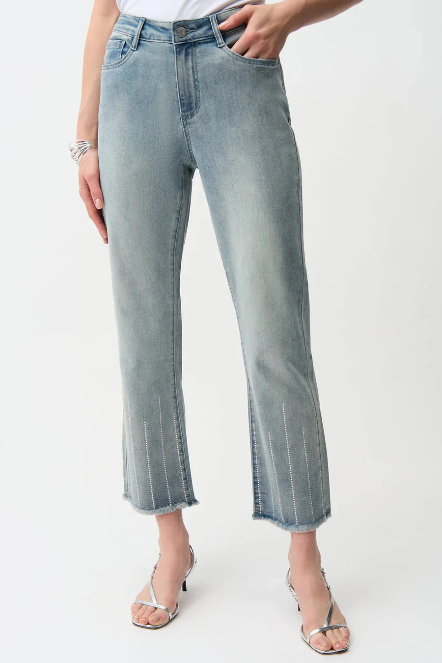 Striaght Crop Jean w/Rhinestone Stripe BOTTOMS JOSEPH RIBKOFF 