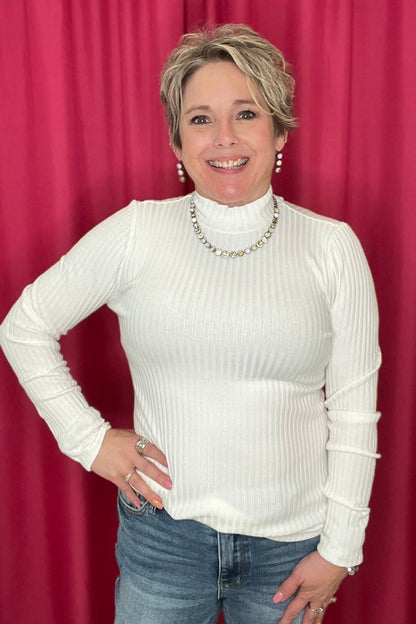 Long Sleeve Mock Neck Rib Knit Top MISSY TOP SPECIAL LIVERPOOL 