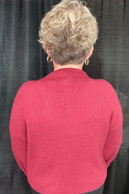 Long Sleeve Mock Neck Pocket Detail Sweater SWEATER BLUPEPPER 