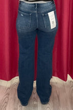 Tummy Control High Rise Straight Leg w/Distress JEANS RISEN 
