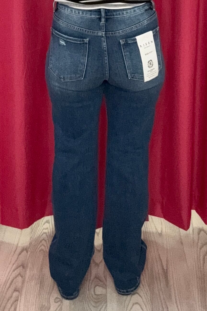 Tummy Control High Rise Straight Leg w/Distress JEANS RISEN 