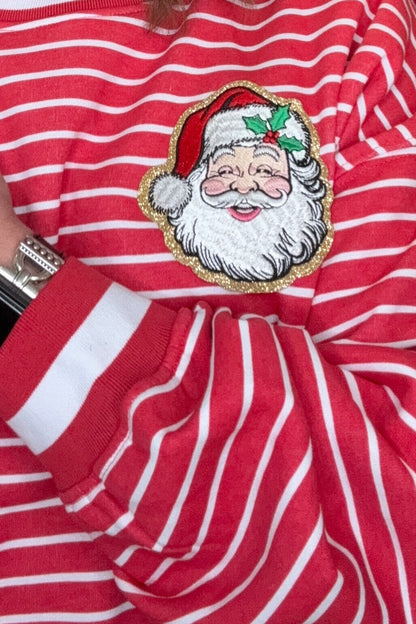 Long Sleeve Crew Neck w/Santa Patch MISSY BASIC KNIT SIMPLY SOUTHERN 