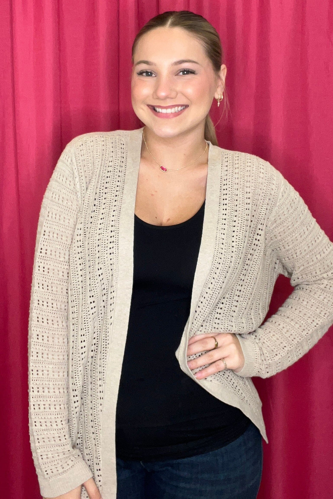 Long Sleeve Knit Cardigan OUTFIT COMPLETER SOUTHERN LADY 