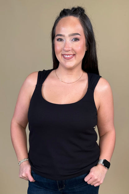 Sleevless Built in Bra Knit Top - Black MISSY BASIC KNIT:LPTRUNKFALL26 LIVERPOOL 