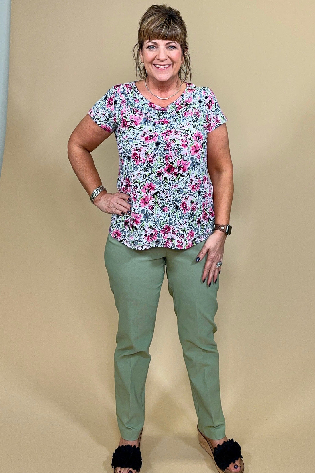 Pull On Pant w/Pleated Pocket Detail BOTTOMS SOUTHERN LADY 