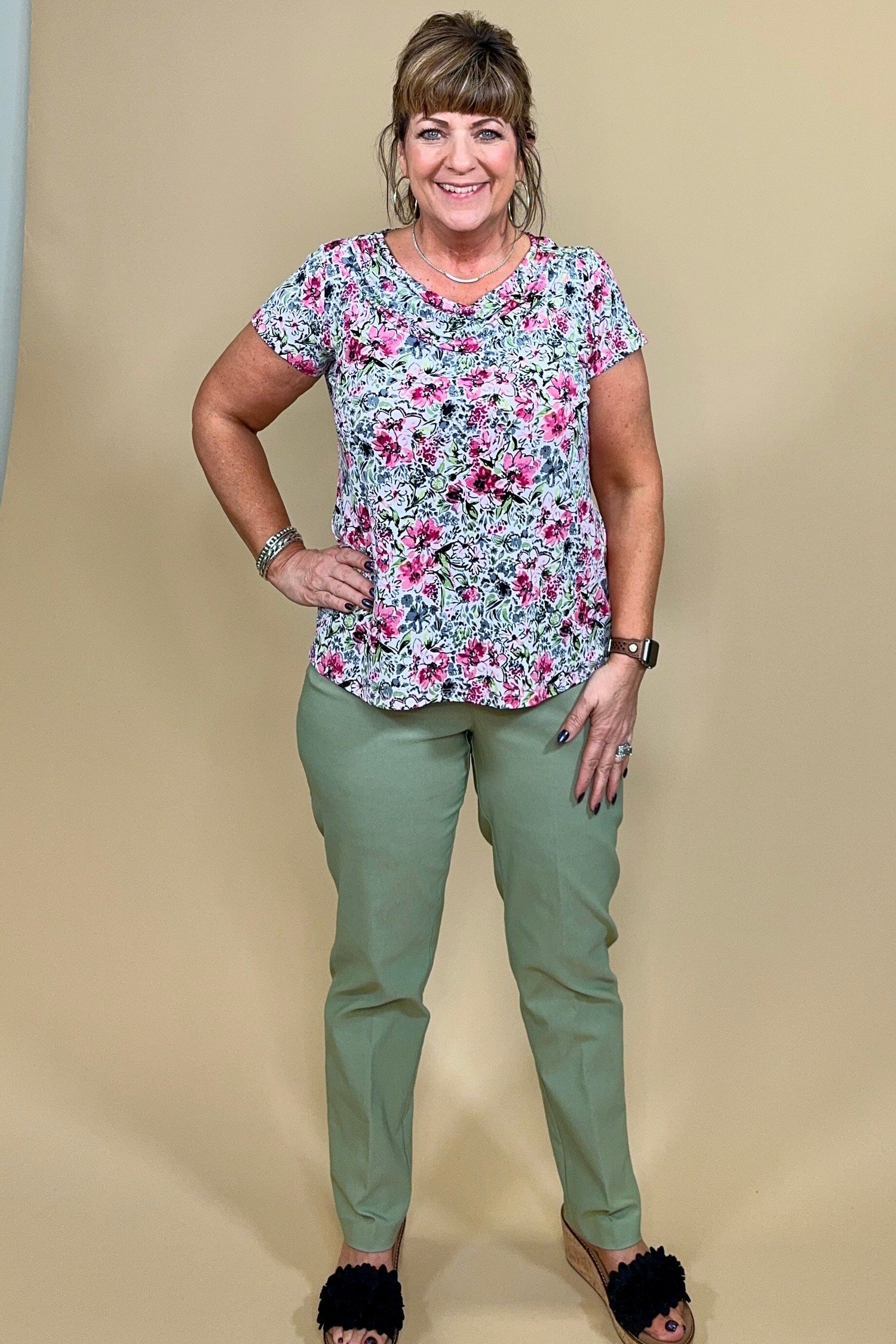 Pull On Pant w/Pleated Pocket Detail BOTTOMS SOUTHERN LADY 