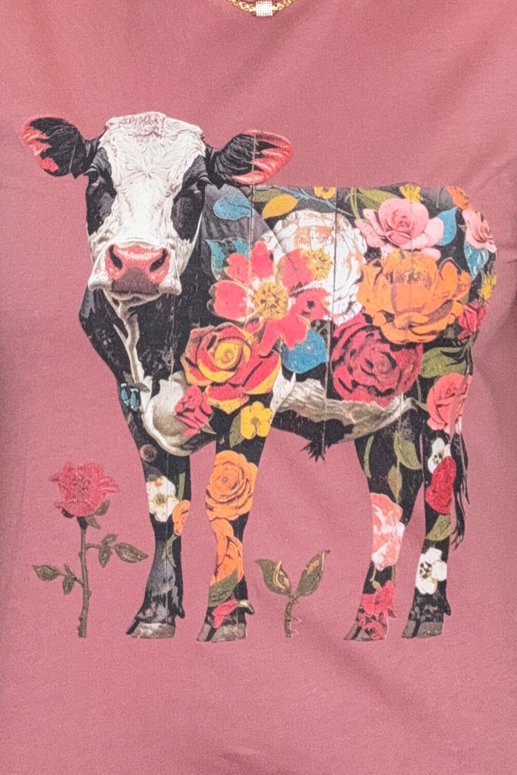Floral Cow T-Shirt MISSY BASIC KNIT REBELROSE/ATTITUDETEES 