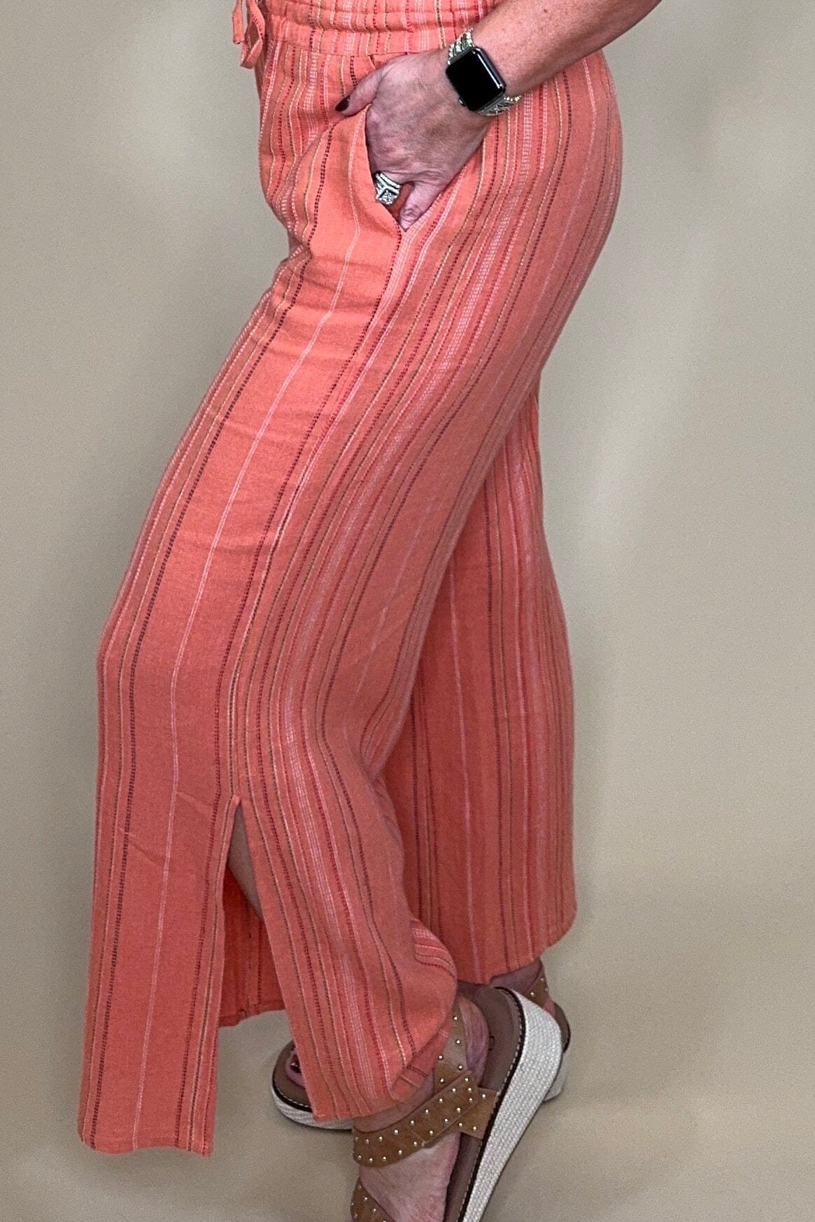 Wear 2 Ways Wide Leg Pant w/Slit BOTTOMS TRIBAL 