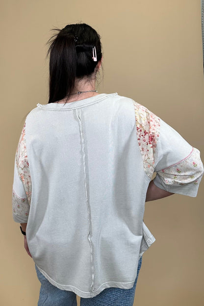 Short Sleeve Mixed Media Top JRTOP CASUAL TOP EASEL 