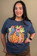 Floral Pumpkin Fall Graphic Tee MISSY BASIC KNIT:~~Unassigned~~ SUGAR STITCH 